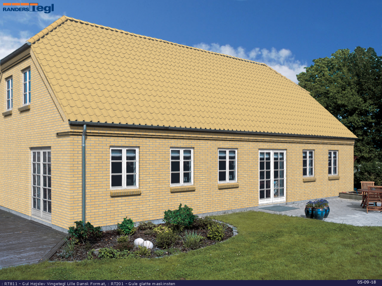 Tag: RT811 Gul H&oslash;jslev Vingetegl Lille Dansk Format
Facade: RT201 Gule glatte maskinsten