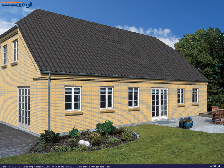Tag: RT812 Bl&aring;d&aelig;mpet H&oslash;jslev dyb falstagsten LT6
Facade: RT201 Gule glatte maskinsten