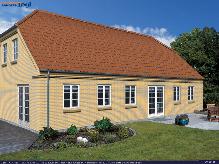 Tag: RT871 TIEFA XLVARIABEL R&oslash;d Engoberet Laumans falstagsten
Facade: RT201 Gule glatte maskinsten