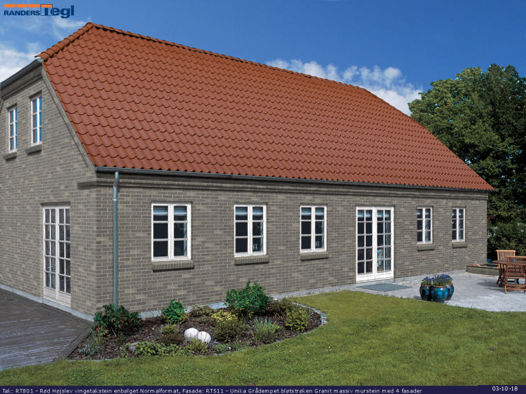 Tag: RT801 R&oslash;d H&oslash;jslev Vingetegl Normalformat
Facade: RT511 Gr&aring;d&aelig;mpede bl&oslash;dstr&oslash;gne 